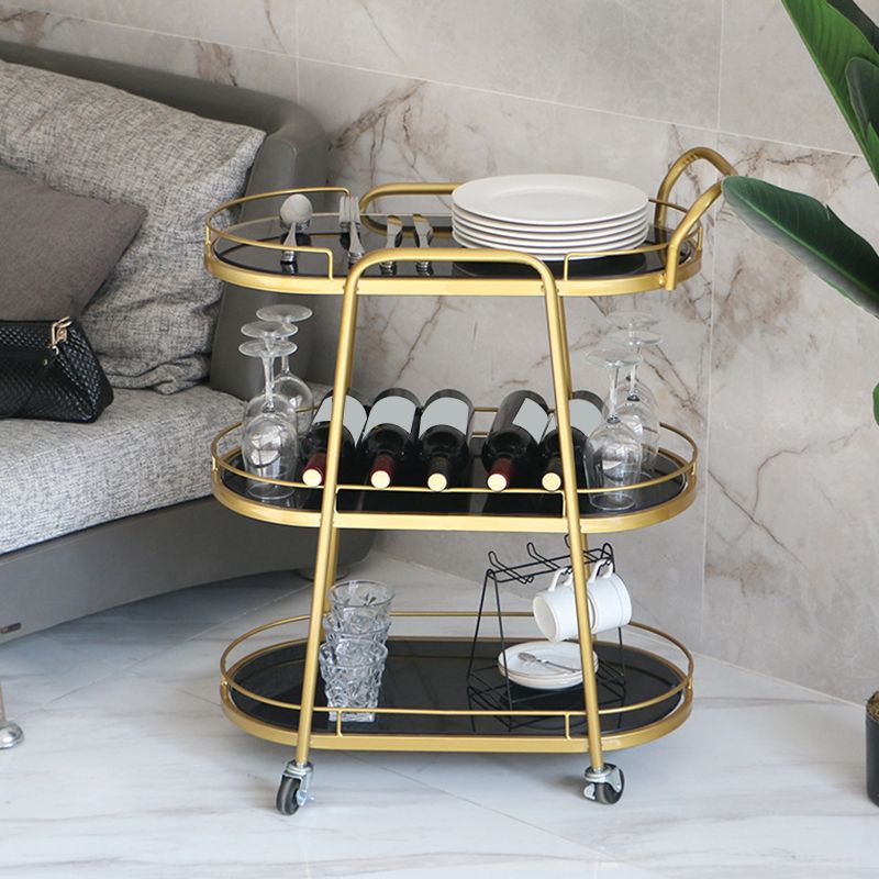 Modern Style Oval Prep Table Rolling Metal Prep Table for Kitchen