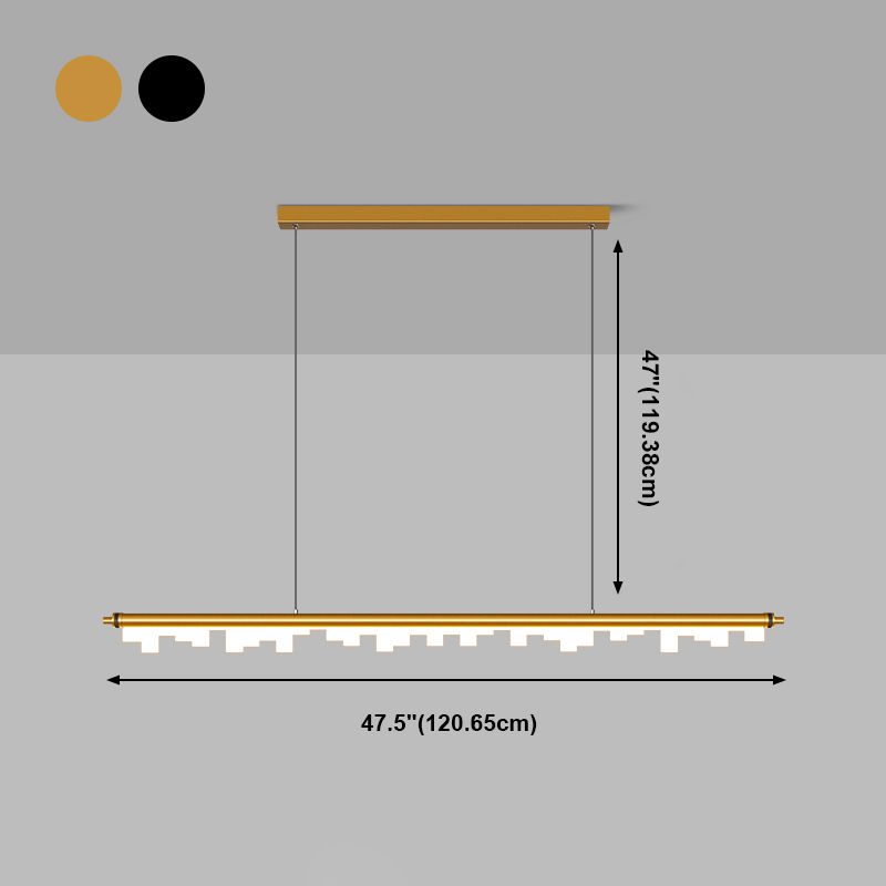 1-Light Linear Island Lights Contemporary Metal Island Ceiling Light