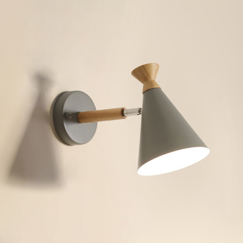 Nordic Style Iron Wall Mount Light Cone Shape Colorful Wall Lamp for Living Room