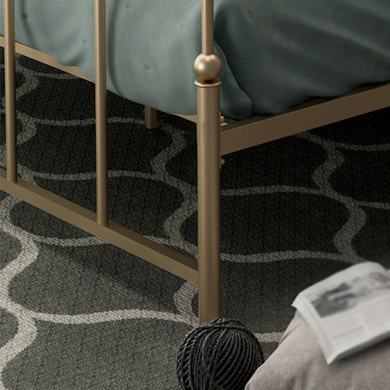 Glam Iron Open-Frame Bed with Camelback Headboard and Metal Legs