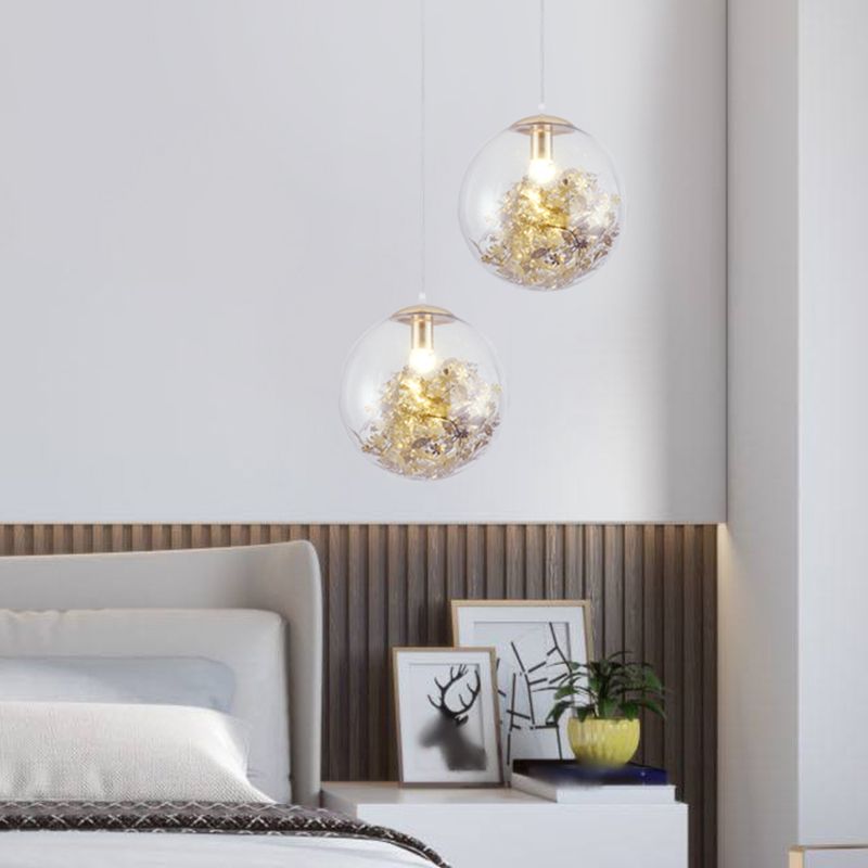 1 Light Orb Hanging Ceiling Light Modern Style Glass Hanging Lamp Kit