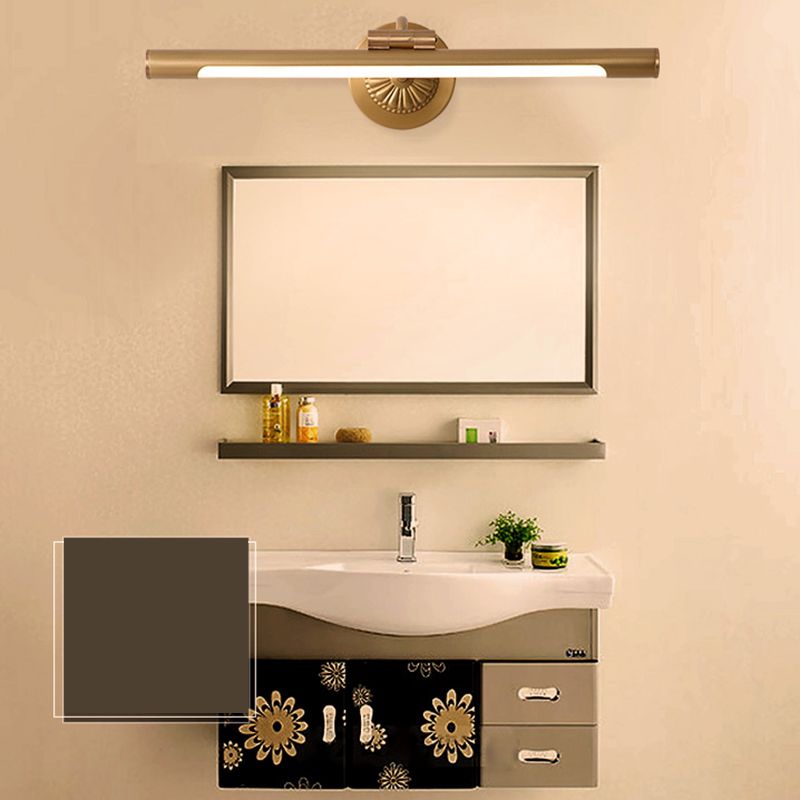 Brass Strip Mirror Light American Style Waterproof 1 Light Wall Lamp for Bathroom
