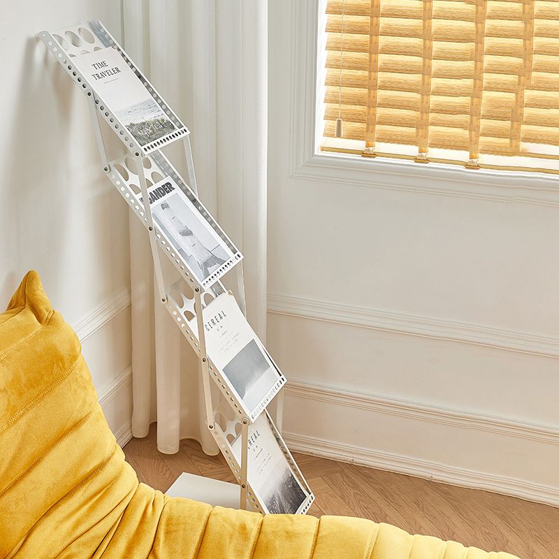 Metal Closed Back Shelf Bookcase Contemporary Folding Book Shelf