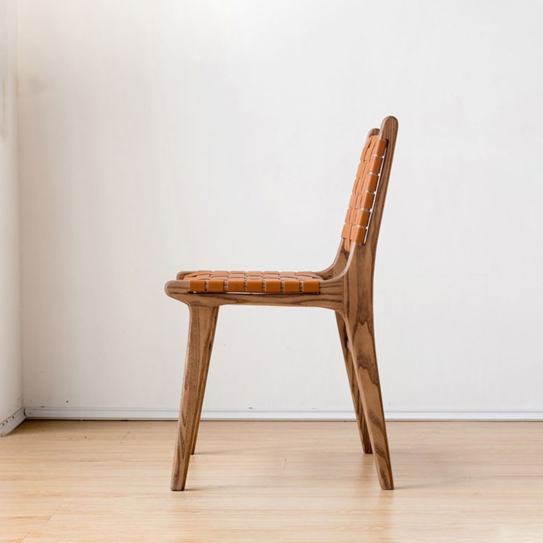 Solid Wood Faux Leather Contemporary Armless Dining Room Chair