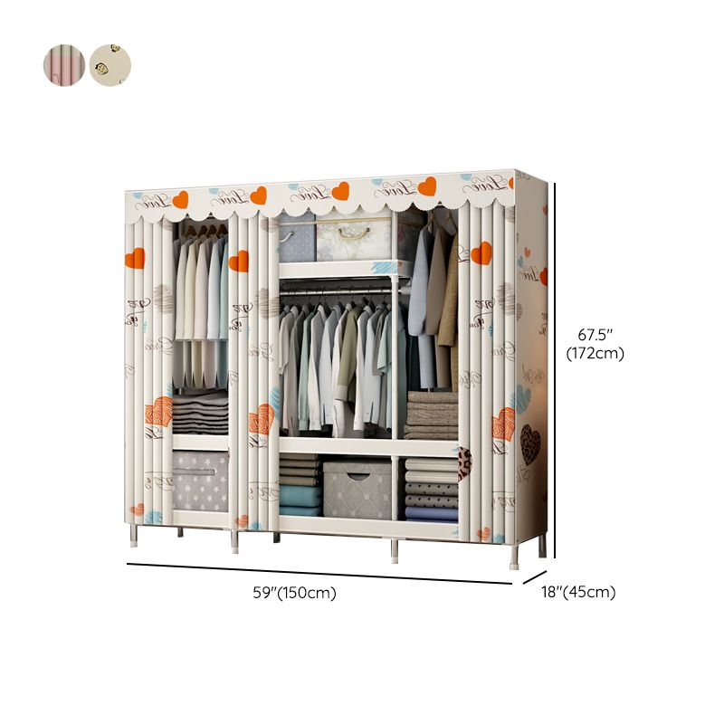 Contemporary Style Wardrobe Metal Bedroom Wardrobe Closet with Clothes Rail