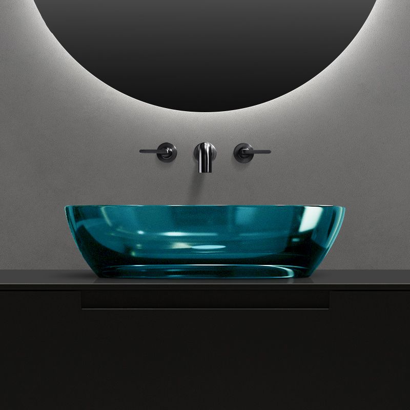 Modern Vessel Bathroom Sink Oval Resin Vessel Lavatory Sink(Not Including Faucet)