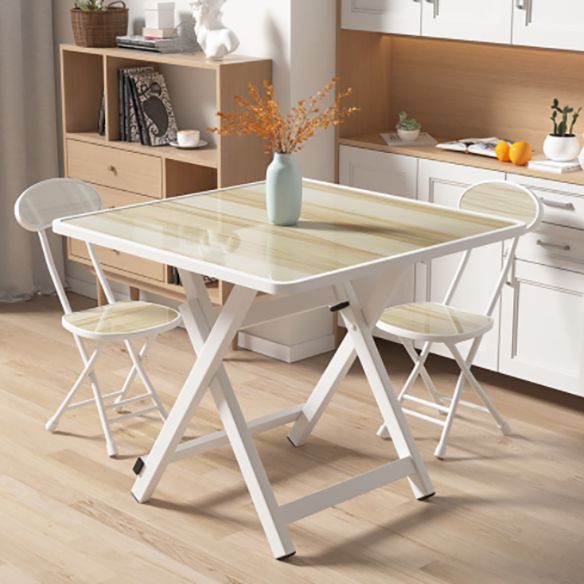 Modern Style Wood Top Dining Set with Square Shape Dinette Set with Double Pedestal Table