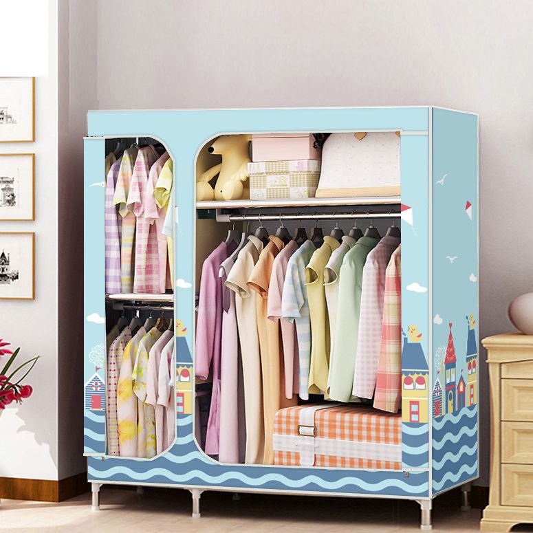 Contemporary Style Home Wardrobe Steel Wardrobe Closet with Shelves