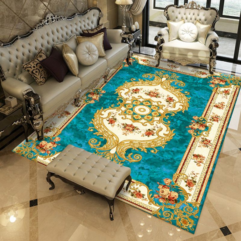 Luxurious Marble Effect Rug European Style Carpet Polyester Stain Resistant Rug for Home Decoration