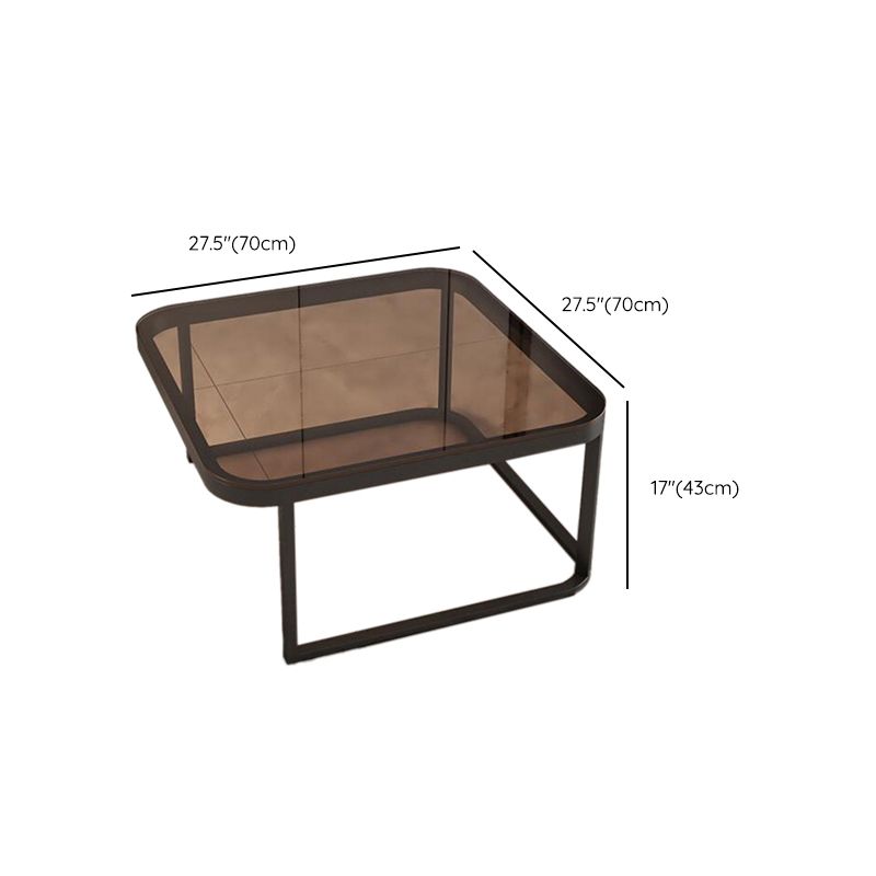 Square Coffee Table Glass Top Nesting Coffee Table Set for Living Room