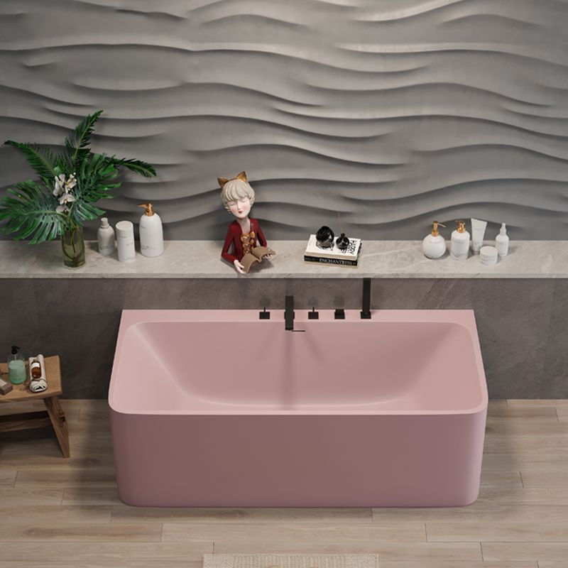 Modern Soaking Stone Bathtub Rectangle Back to Wall Bathtub with Faucet
