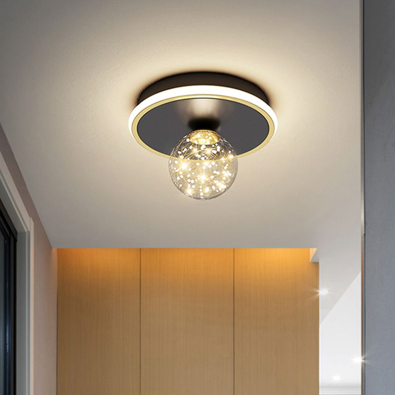 1-Light LED Metal Flush Mount Light New Modern Black Flush Ceiling Light for Hallway