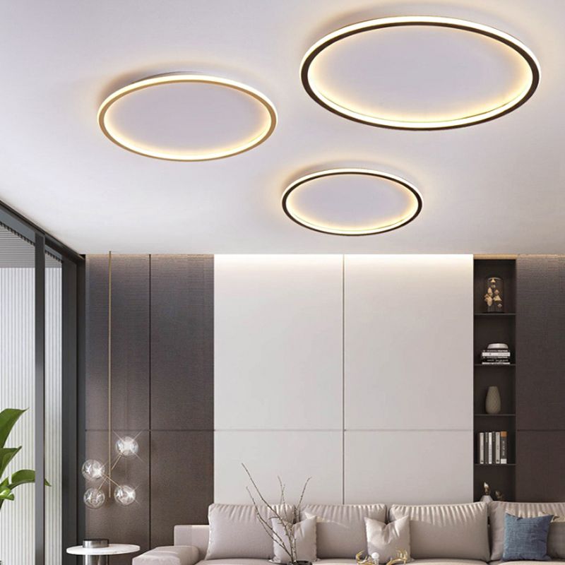 Disc Thin Ceiling Light Fixture Simple Style Metal Living Room LED Flushmount Lighting in Gold, 12"/19.5"/23.5" W