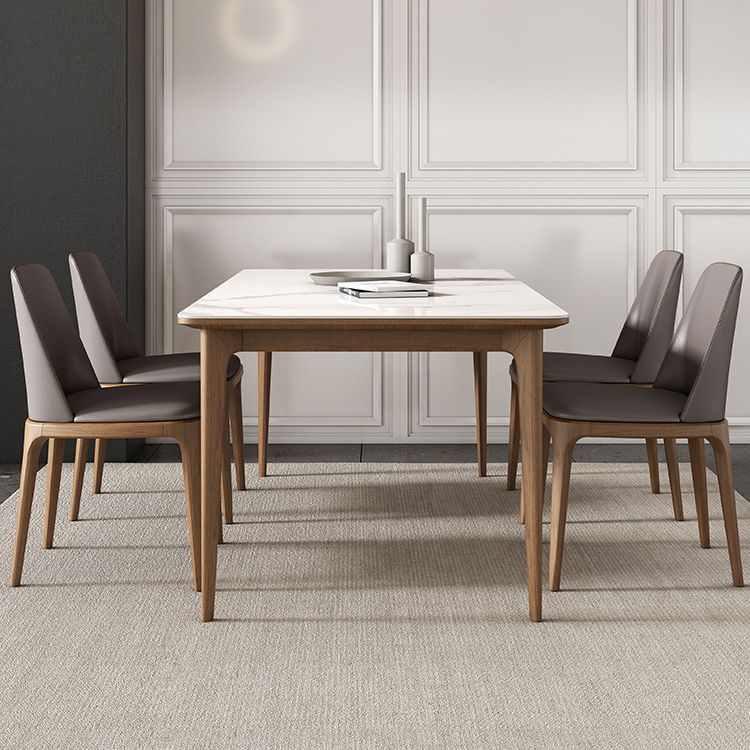 Vast hout midden-eeuwse moderne tafel rechthoekige gesinterde stenen boventafel voor eetkamer