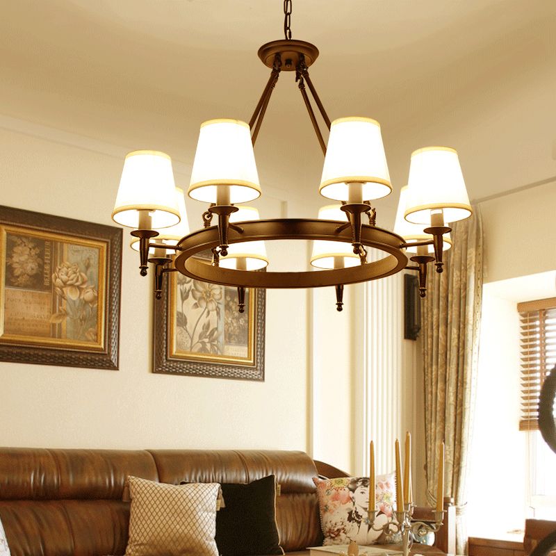 8 Heads Ceiling Lighting Minimalism Empire Shade Fabric Chandelier Light for Living Room