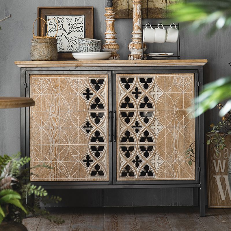 Rectangular Industrial Cabinet Metal and Wood Accent Chest in Natural
