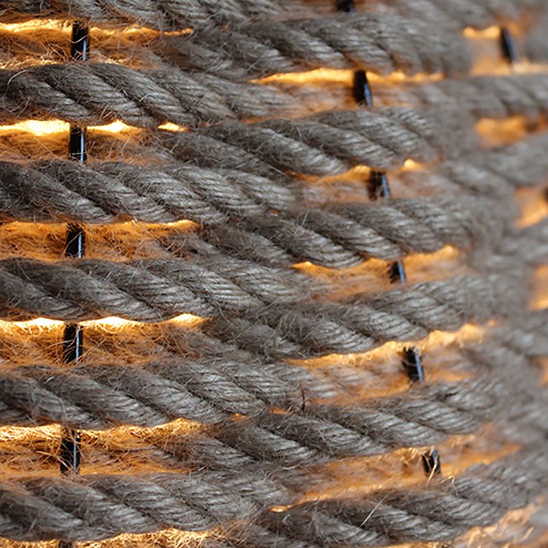 Beige Pendant Light Fixture Industrial Style Rope Shaded Hanging Light Fixture for Restaurant