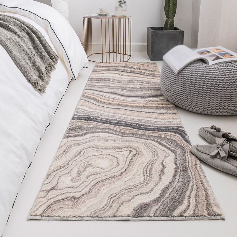 Modernism Swirl Stripe Pattern Rug Grey Polyester Rug Non-Slip Pet Friendly Washable Area Rug for Bedroom