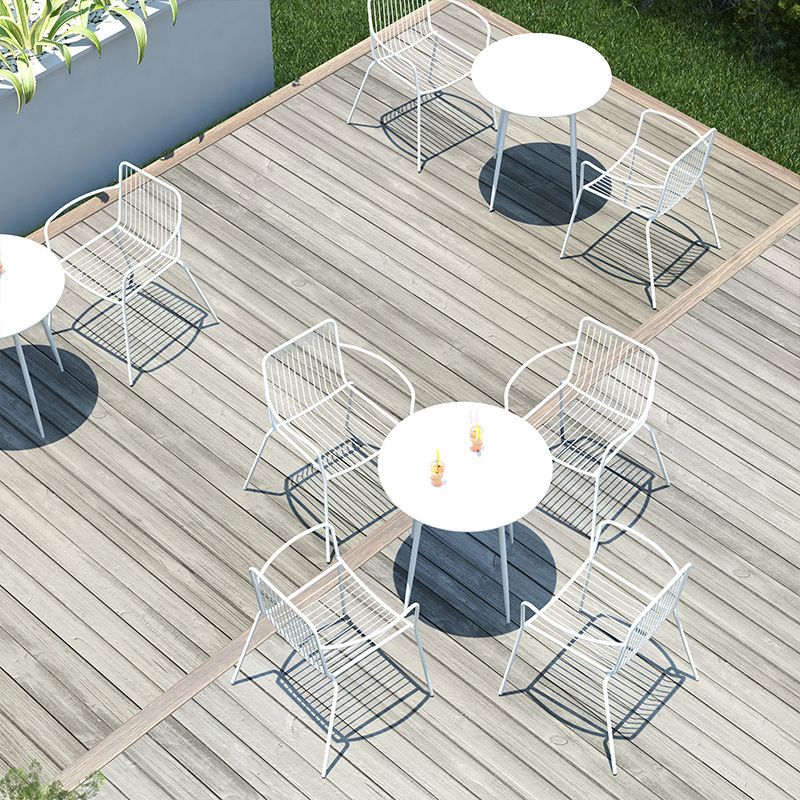 Modern Metallic Finish Dining Table Set 1/3/5 Pcs Metal Dining Set