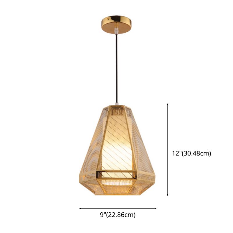 Metal Postmodern Pendant Light 1-Light Gold Hanging Ceiling Light for Dining Room