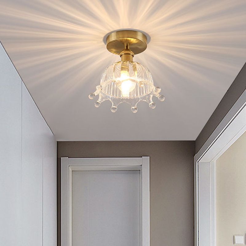 Modern Ceiling Mount Light 1-Light Ceiling Light with Glass Shade for Bedroom