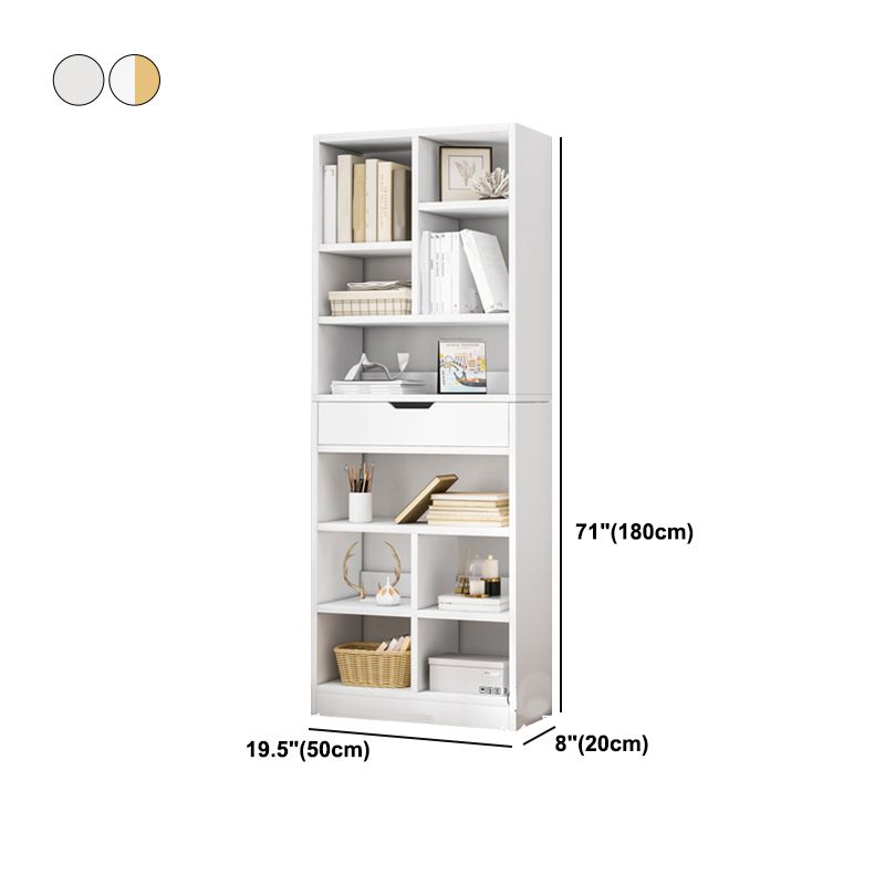 Manufactured Wood Standard Bookshelf Vertical Open Bookcase with Drawer