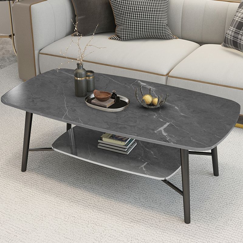 4 Legs Coffee Table Shelf Included Rectangular Cocktail Table