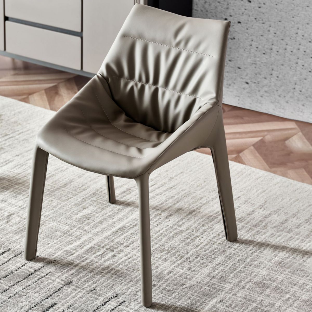 Modern Gray Dining Side Chair Faux Leather Armless Dining Chairs