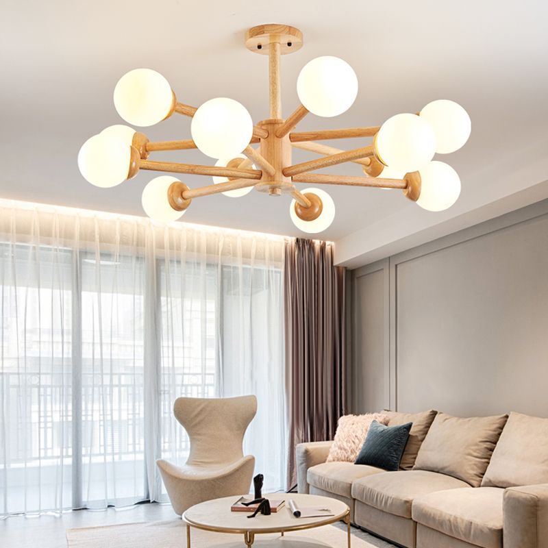 Globe Shade Chandelier Light Modern Multi-Head Pendant Lights with White Glass Shade