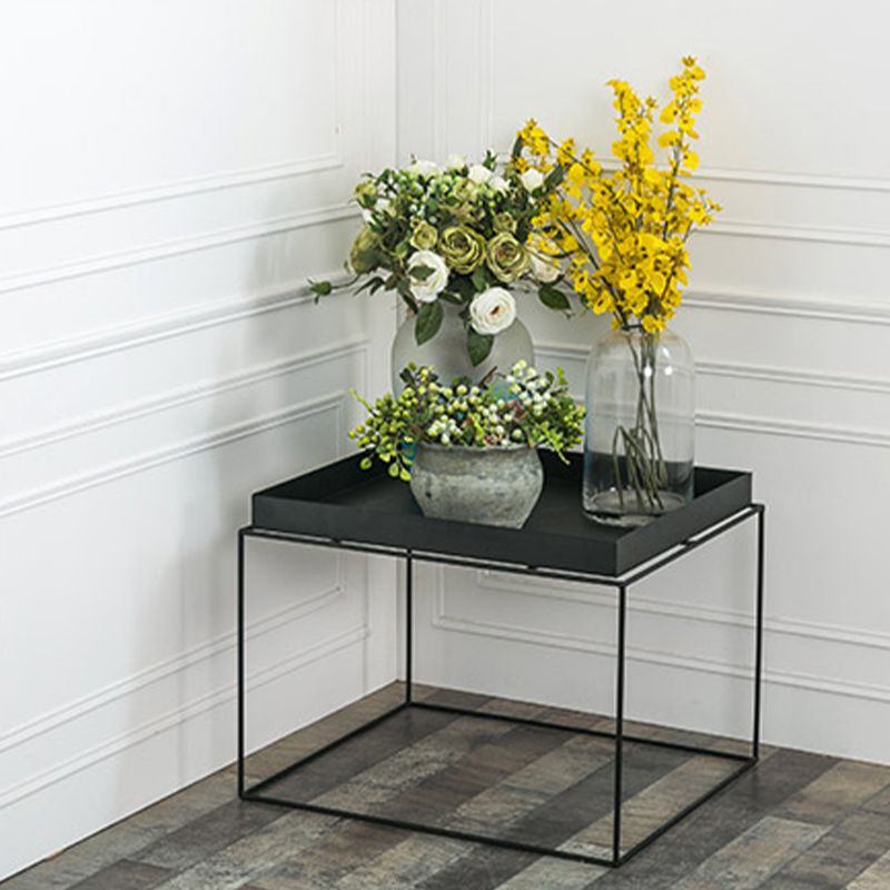 Mid-Century Black Corner Table Metal Frame Sofa Side End Table