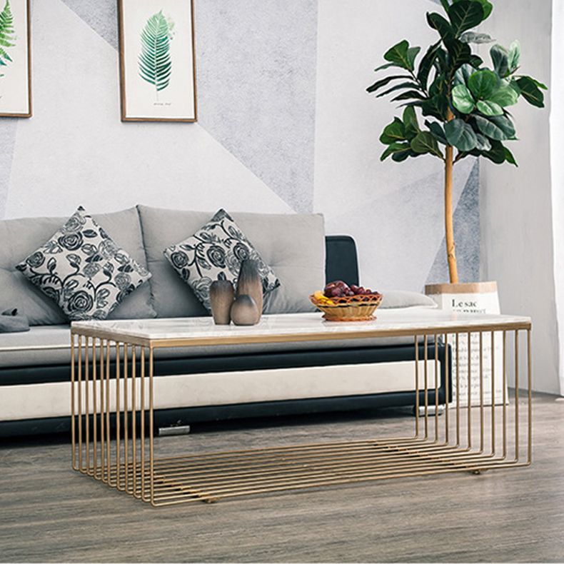 Frame Base Coffee Table Rectangular Gold Metal Cocktail Table