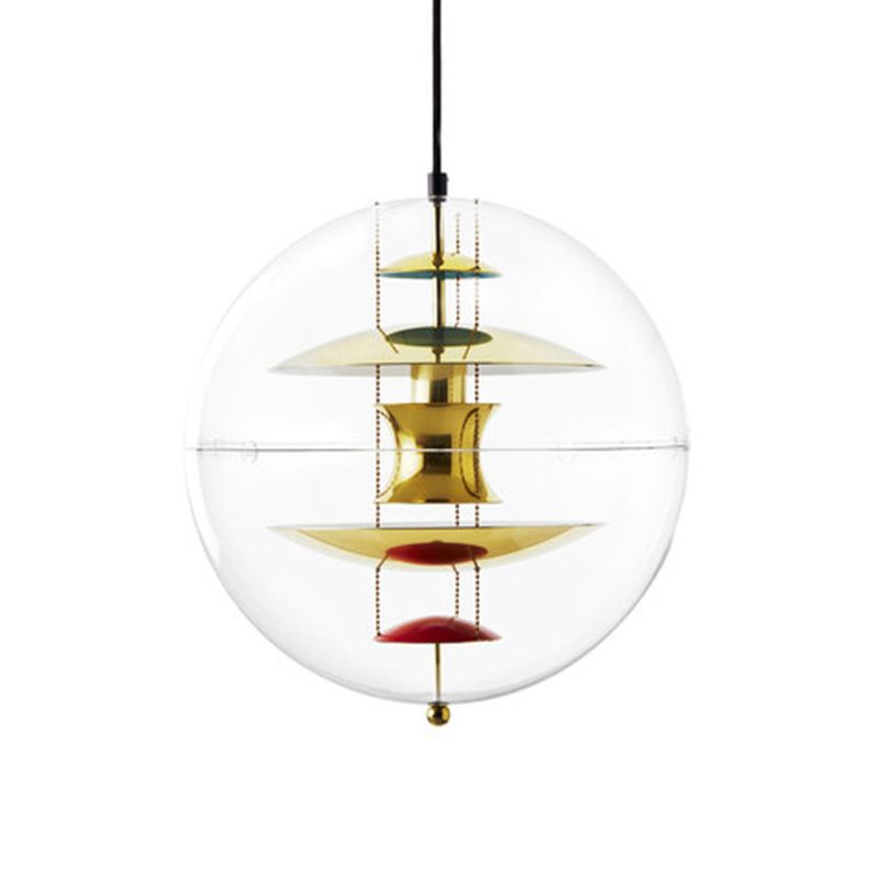 Global Ceiling Pendant Modernity Clear Glass 1 Light Down Lighting with Inner Layered Shade