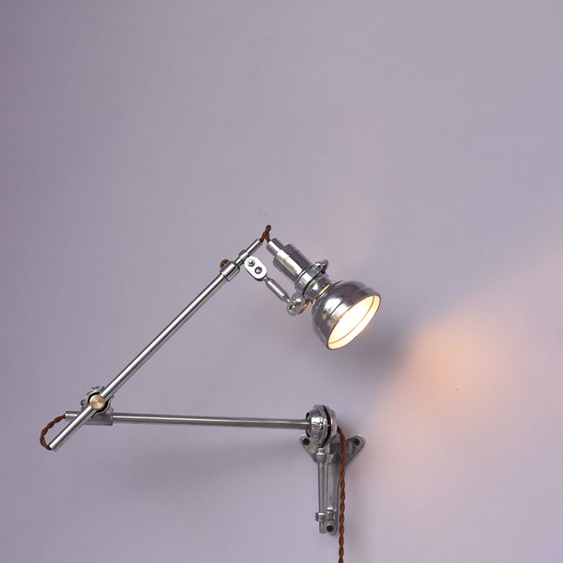 Silver 1-Light Wall Light in Modern Creative Style Aluminium Geometric Reading Wall Lamp
