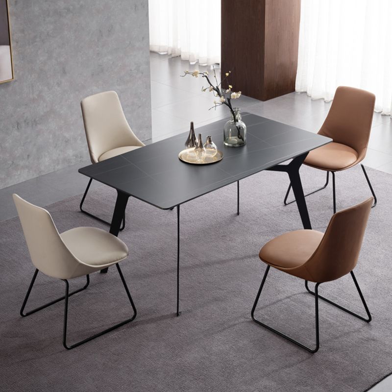 Brown and Beige Dining Chairs Contemporary Armless Dining Side Chair