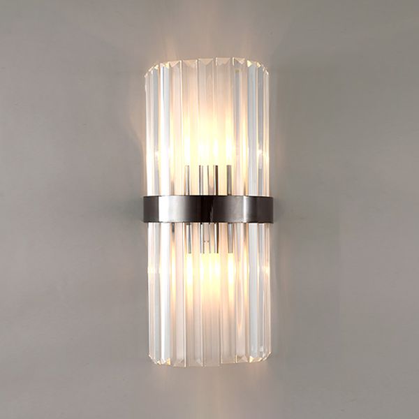 Lámpara de luz de apliques de cristal posmodernos de 2 cabezas de pared para sala de estar de dormitorio