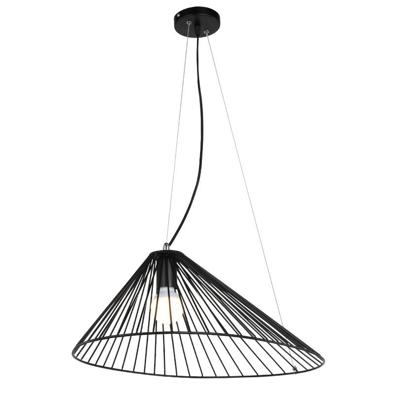 Black Metal 1 Light Pendant Light Nordic Modern Wire Hat Shade Hanging Lamp for Restaurant
