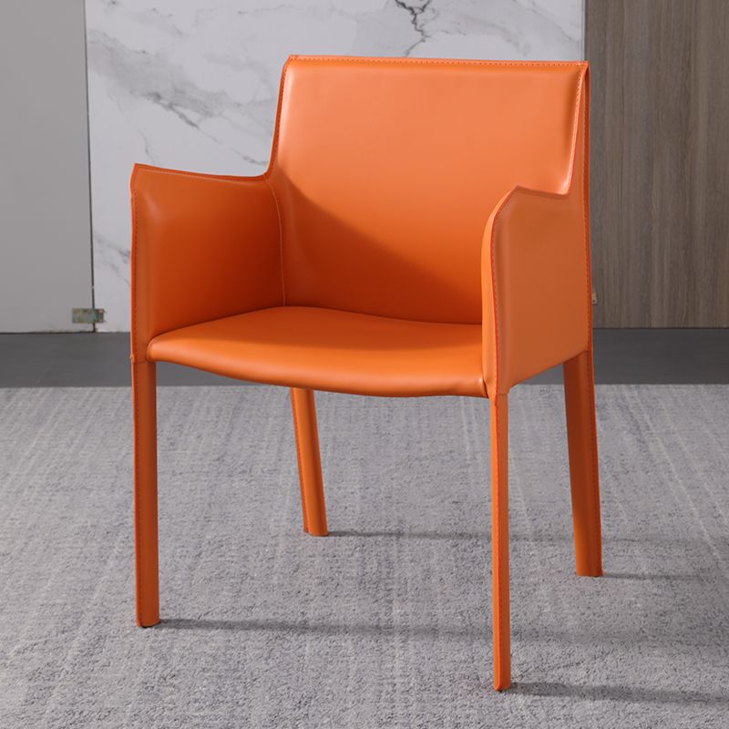 Metal Modern Home Side Chair with Leather Legs Matte Finish Dining Chair for Kitchen