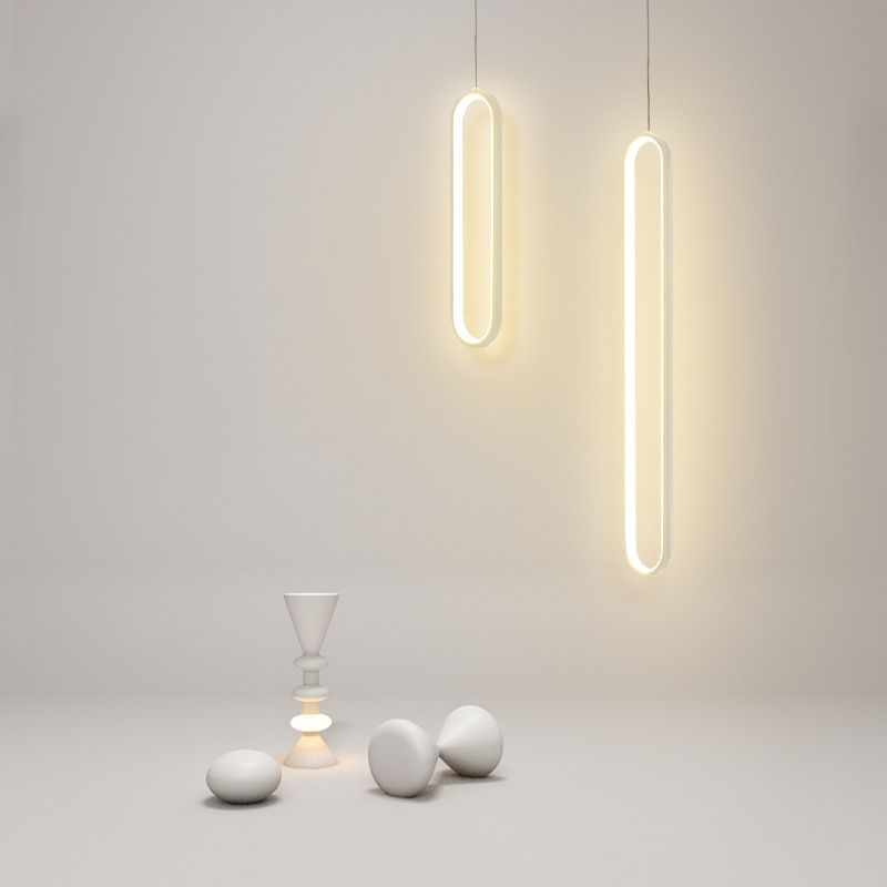 1 Light Linear Hanging Pendant Modern Style Metal Hanging Lighting for Dining Room