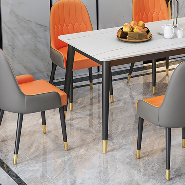 Minimalist Design 1/2/5/7 Rectangular Dining Room Table with Upholstered Chairs