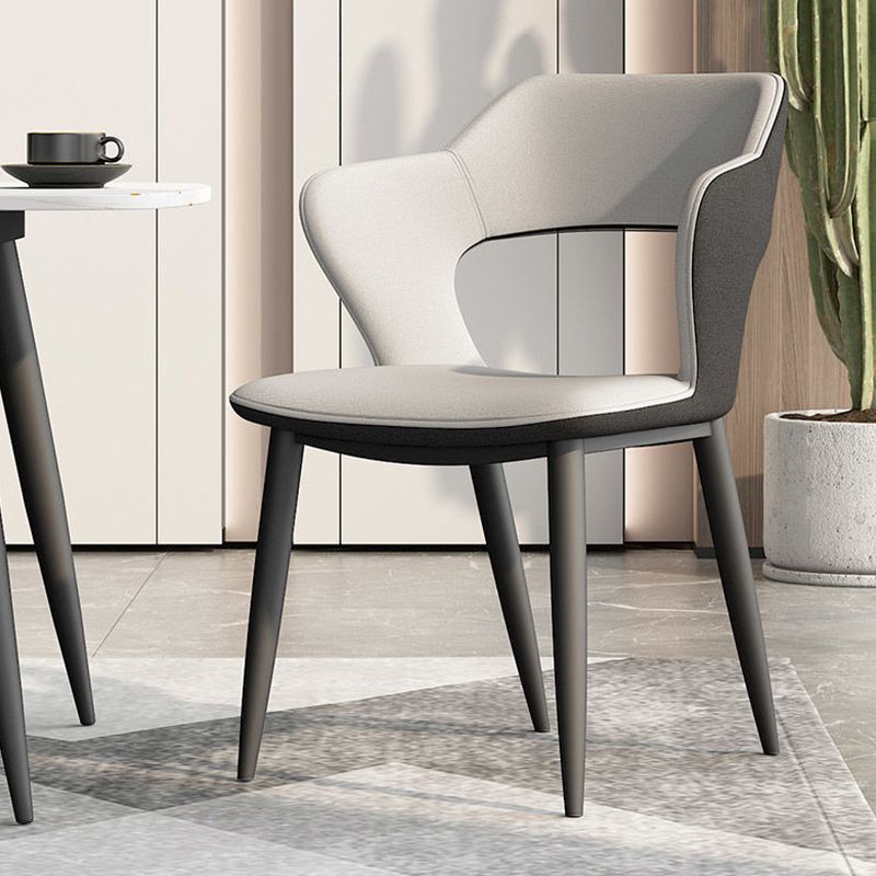 Metal Modern Indoor Side Chair with Arms Matte Finish Open Back Dining Chair