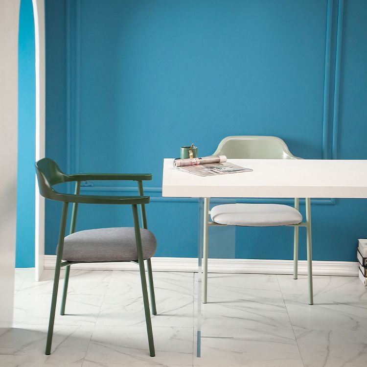 Contemporary Style Dining Chair Metal Open Back Dining Arm Chair