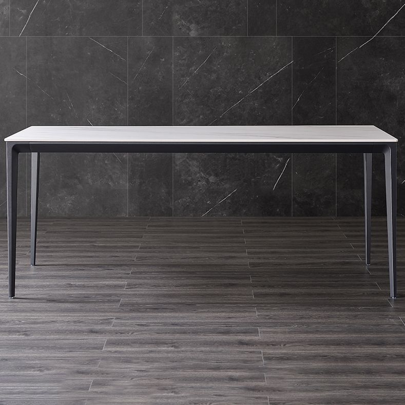 Modern Style Sintered Stone Dining Table White Rectangle Table with 4 Legs for Kitchen