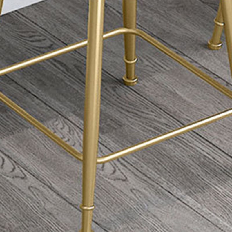 Glam Metal Barstool Velvet Footrest Stool in Matte Finish for Indoor