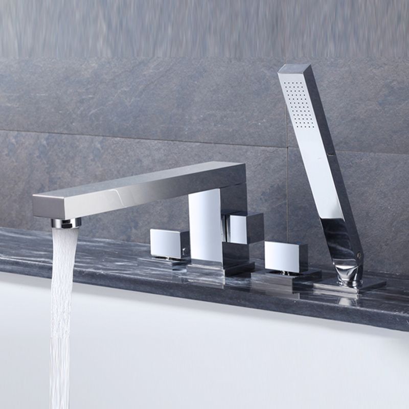 Modern Deck Mounted Low Arc Roman Tub Faucet Copper Roman Tub Faucet Set