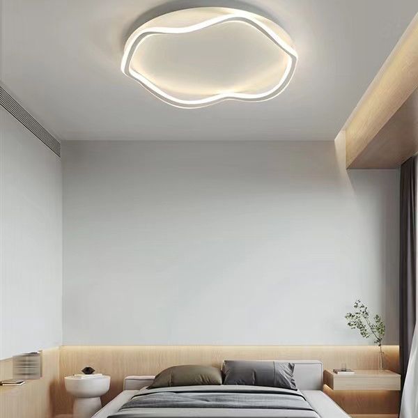 Contemporary Flush Light Fixtures Circular Metal 1 Light Flush Mount Lamps for Bedroom