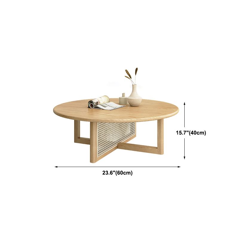 Scandinavian Cross Legs Coffee Table Round Wooden Coffee Table for Living Room