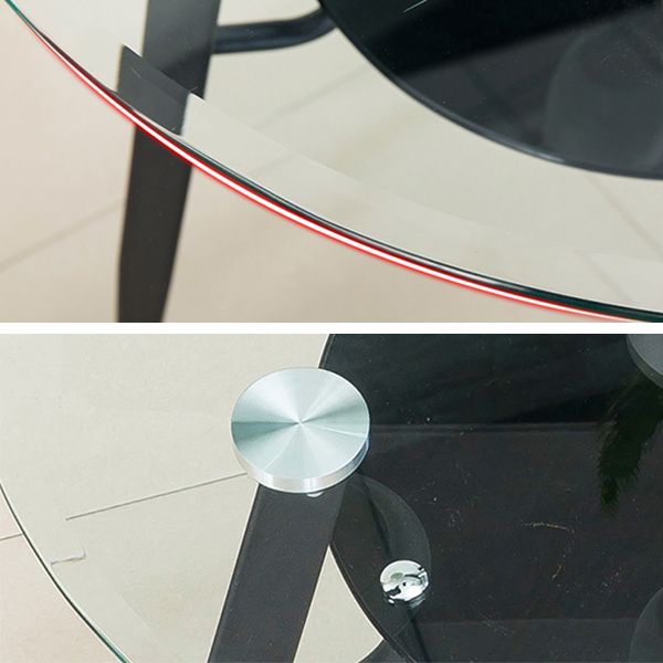 Moderne glazen eettafel 31.5 "Ronde eettafel met zwart frame voor huisgebruik