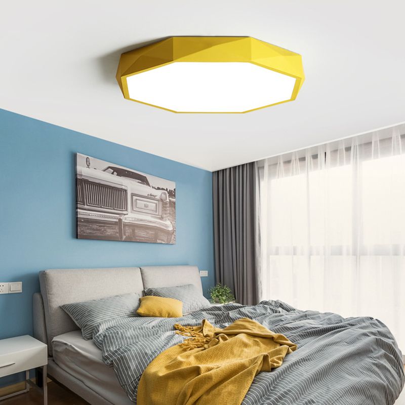 Geometría acrílica LED integrado Sala de estar moderna y sencilla lámpara de techo de hierro Macaron