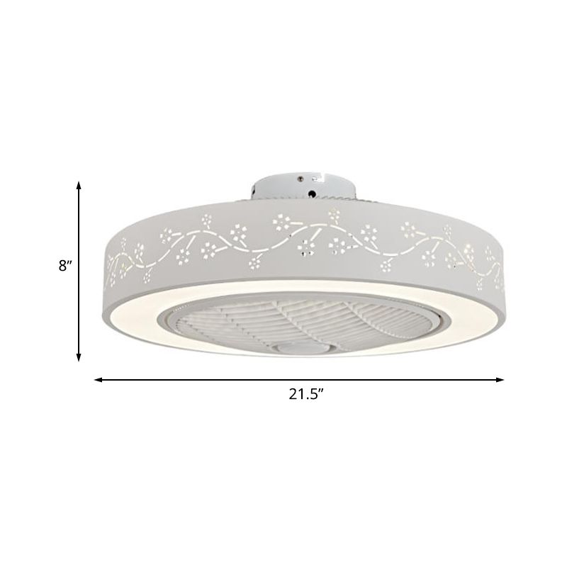 Acryl weiß hängende Lüfterlampe Runde LED 21,5 "Weitminimalismus Halbflush -Deckenleuchte mit 4 Klingen