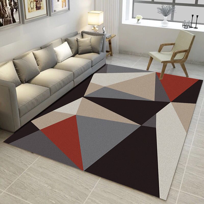 Multi Color Simple Style Rug Polypropylene Geometric Print Rug Washable Non-Slip Backing Pet Friendly Rug for Living Room